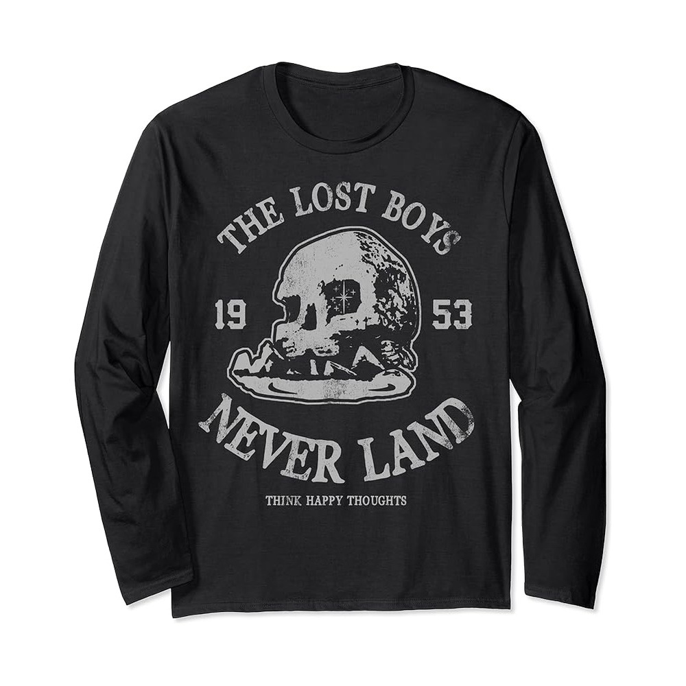 Men’s Disney Peter Pan The Lost Boys Never Land Long Sleeve Shirt Black Size M